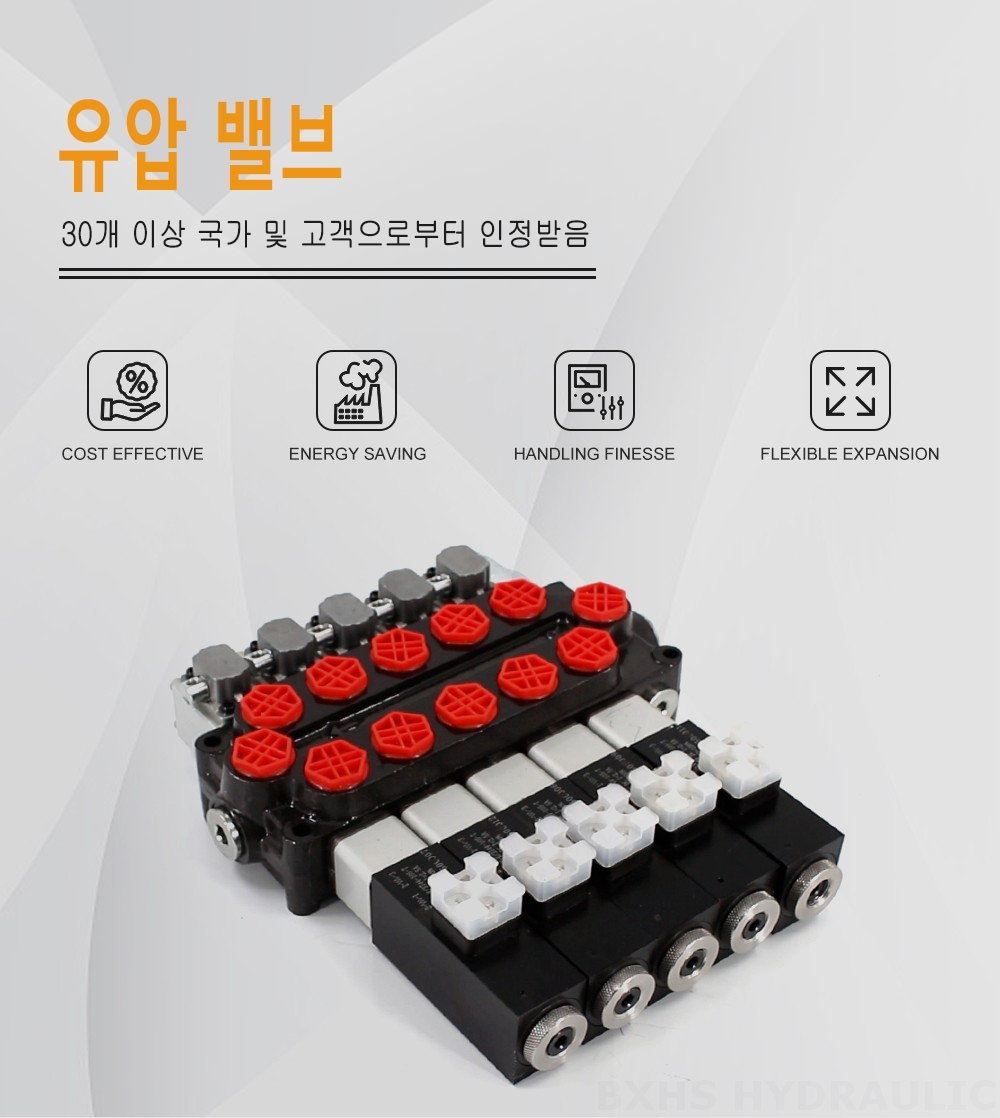 Q45 솔레노이드 및 수동 5 스풀 모노블럭 방향 제어 밸브